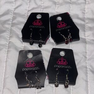 Paparazzi Silver and Dark Red Earring Collection